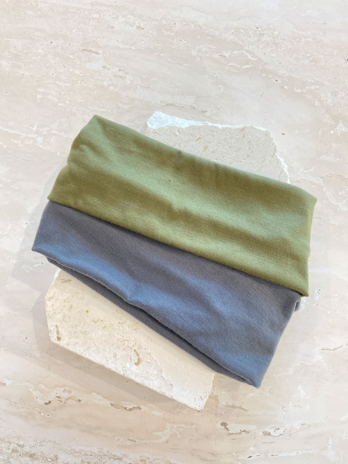 Soft Elastic Headband Set in Green&Grey