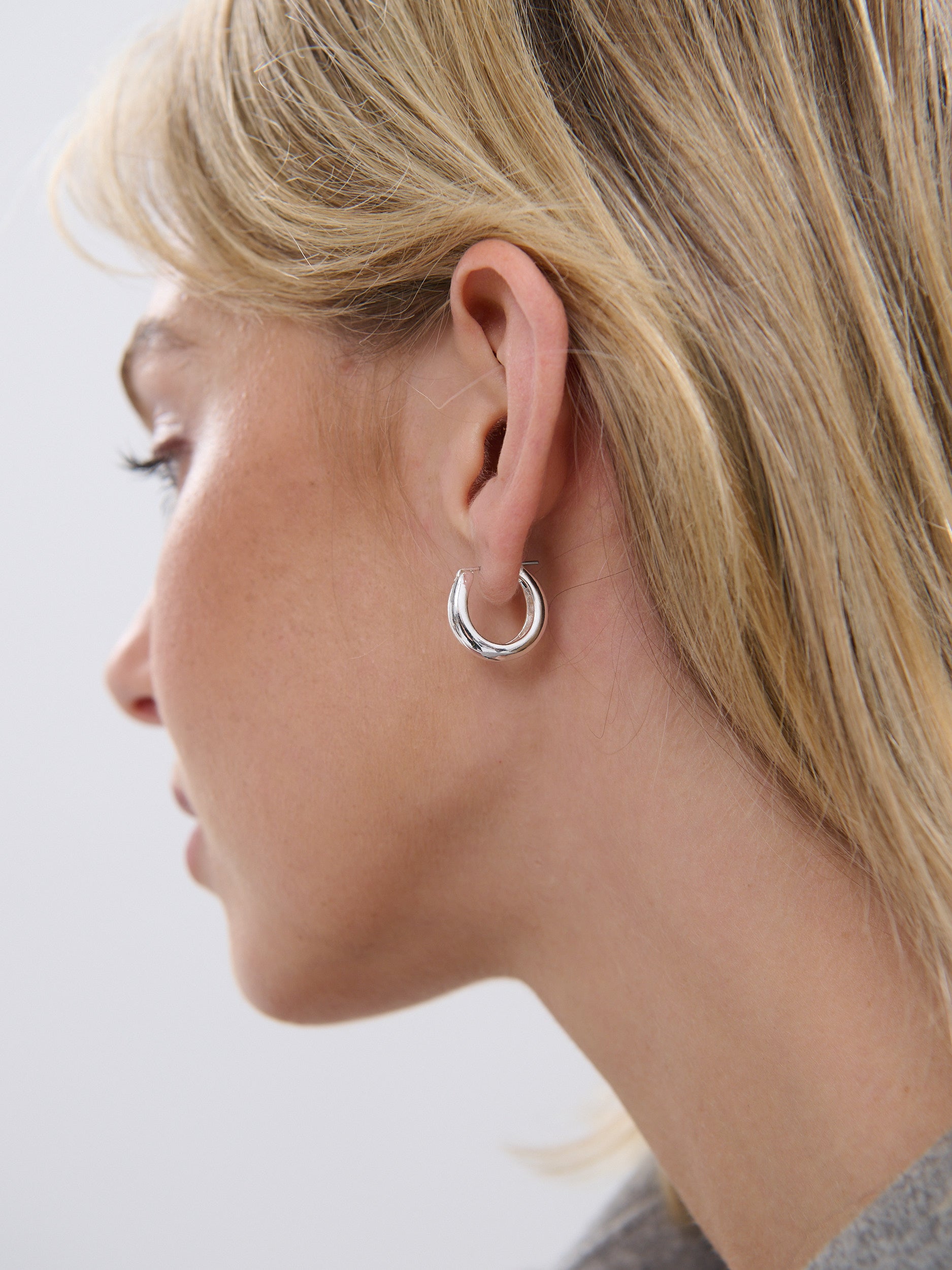 Greta Sterling Silver Plated Huggie Earrings