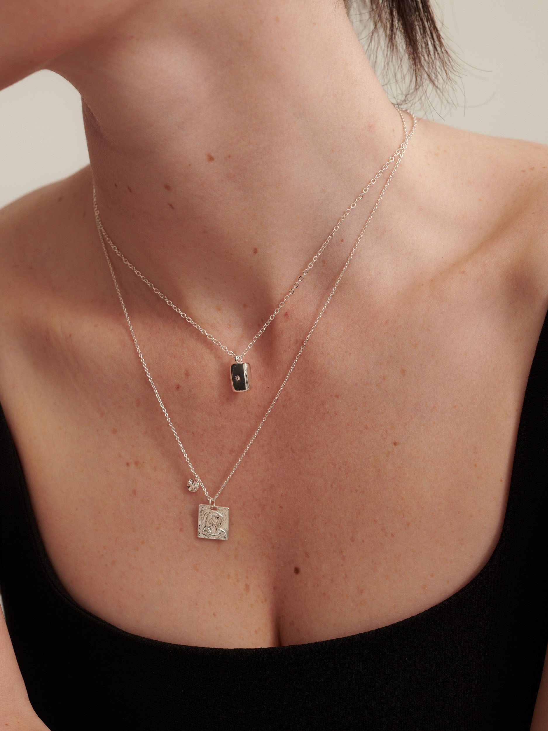 Theta Silver Plated Charm Necklace