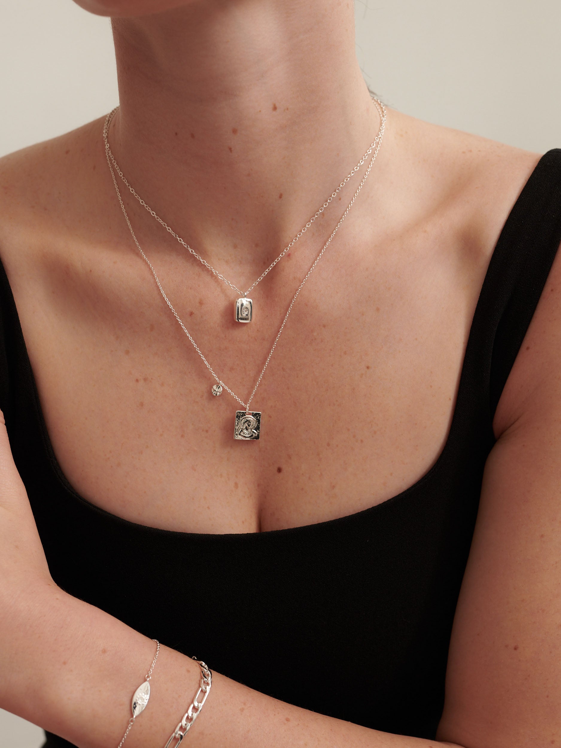 Theta Silver Plated Charm Necklace