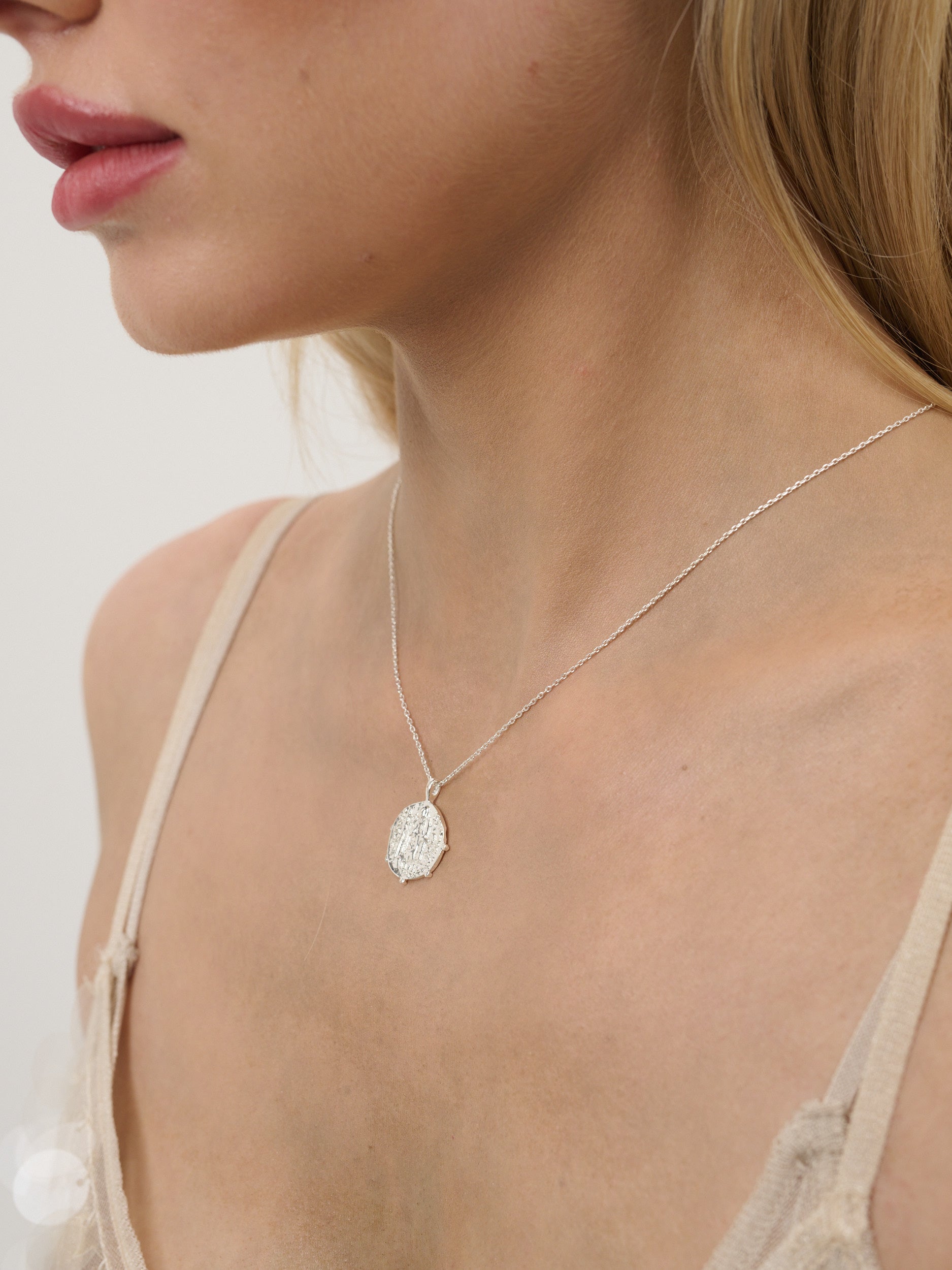 Coin Charm Sterling Silver Plated Necklace