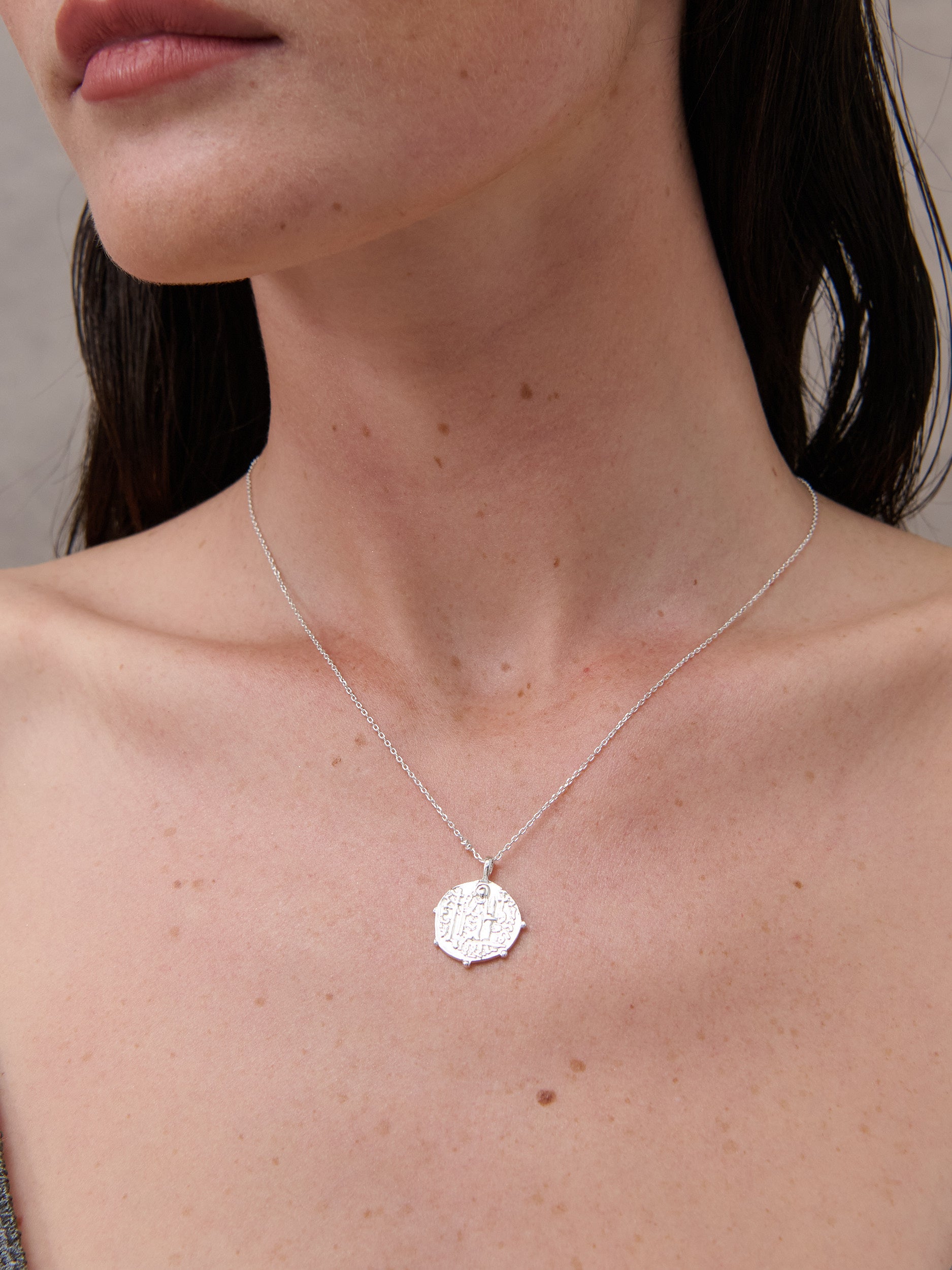 Coin Charm Sterling Silver Plated Necklace