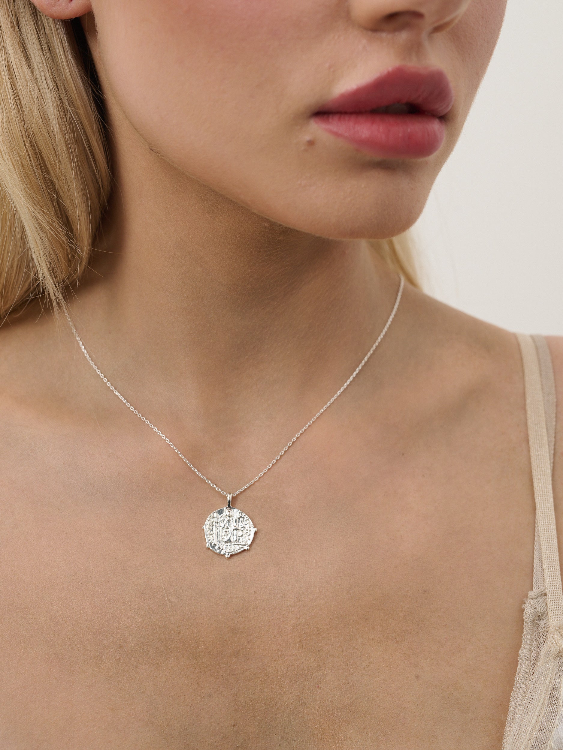 Coin Charm Sterling Silver Plated Necklace