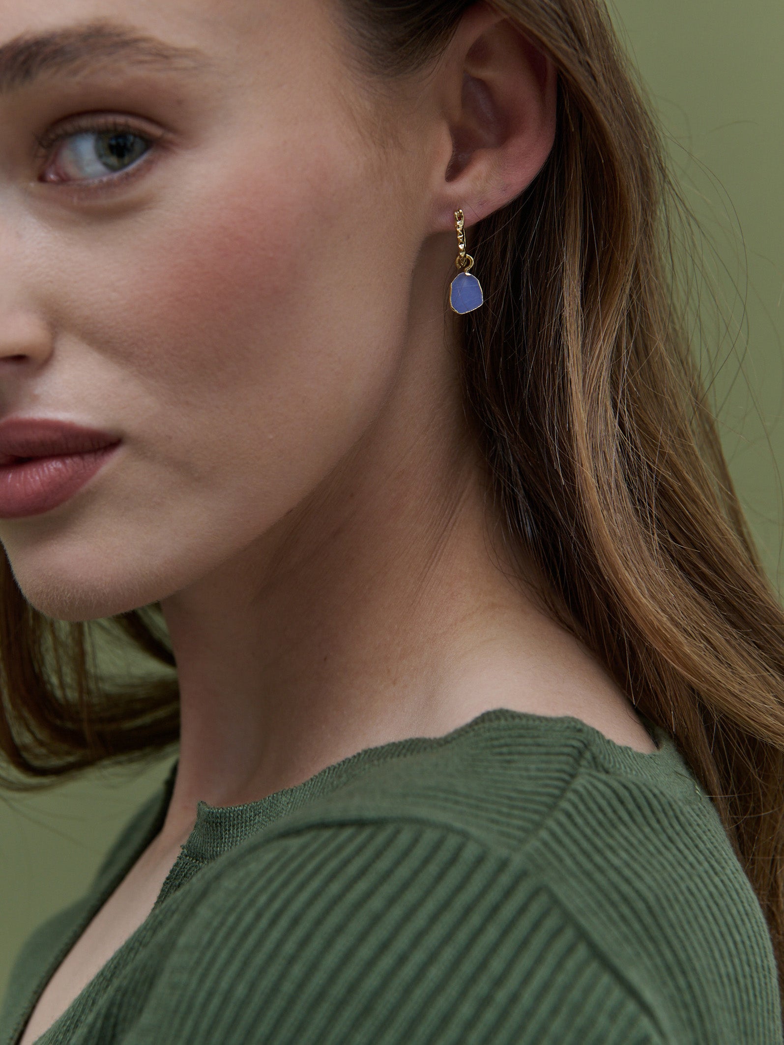 Airin Stone 18K Gold Plated Earrings in Blue