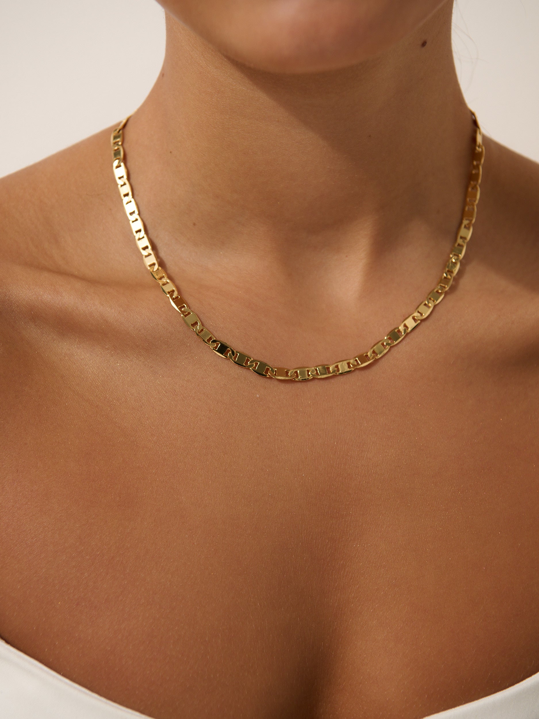 Flat Mariner Chain 18K Gold Plated Necklace