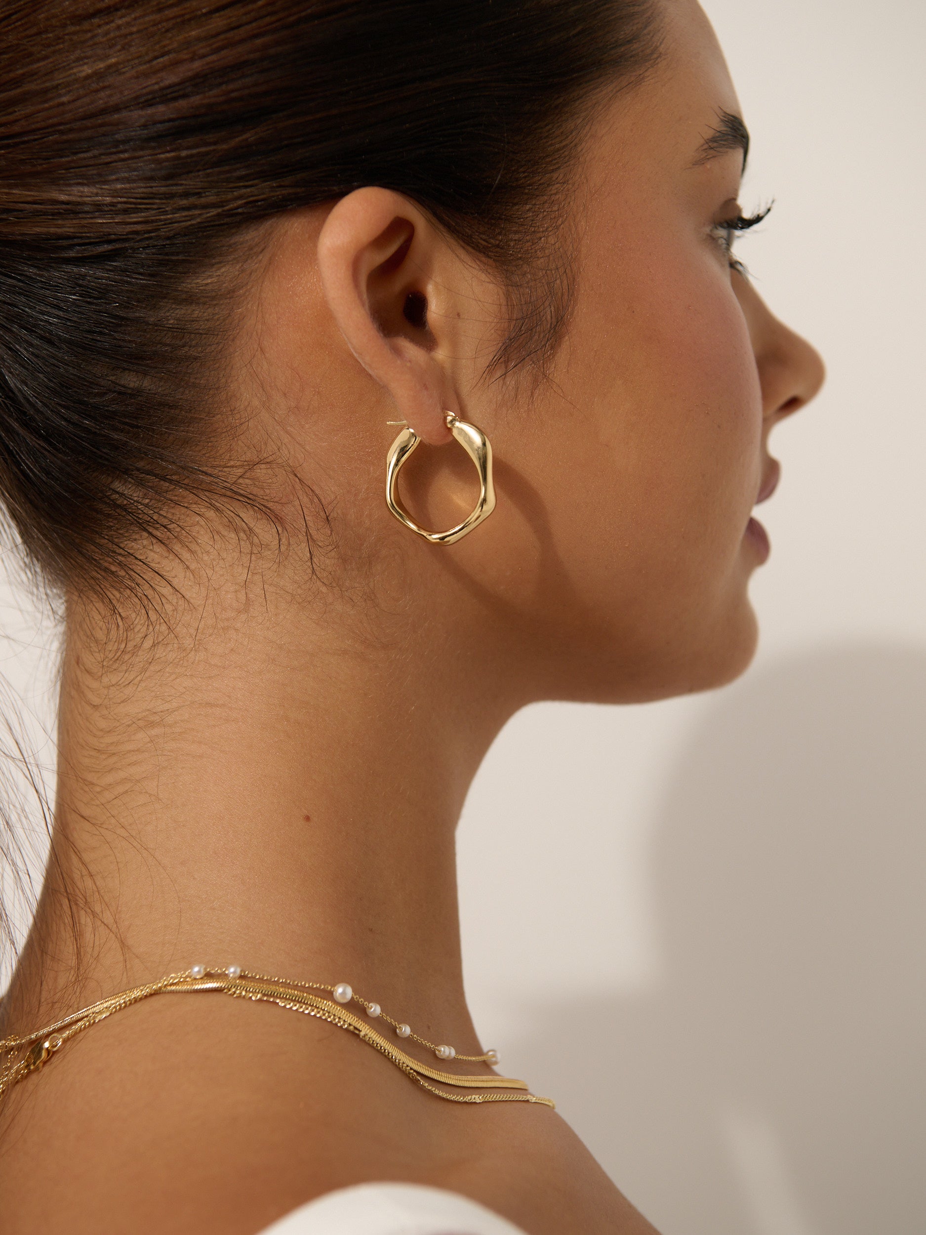 Wavy Textured 18K Gold Plated Earrings