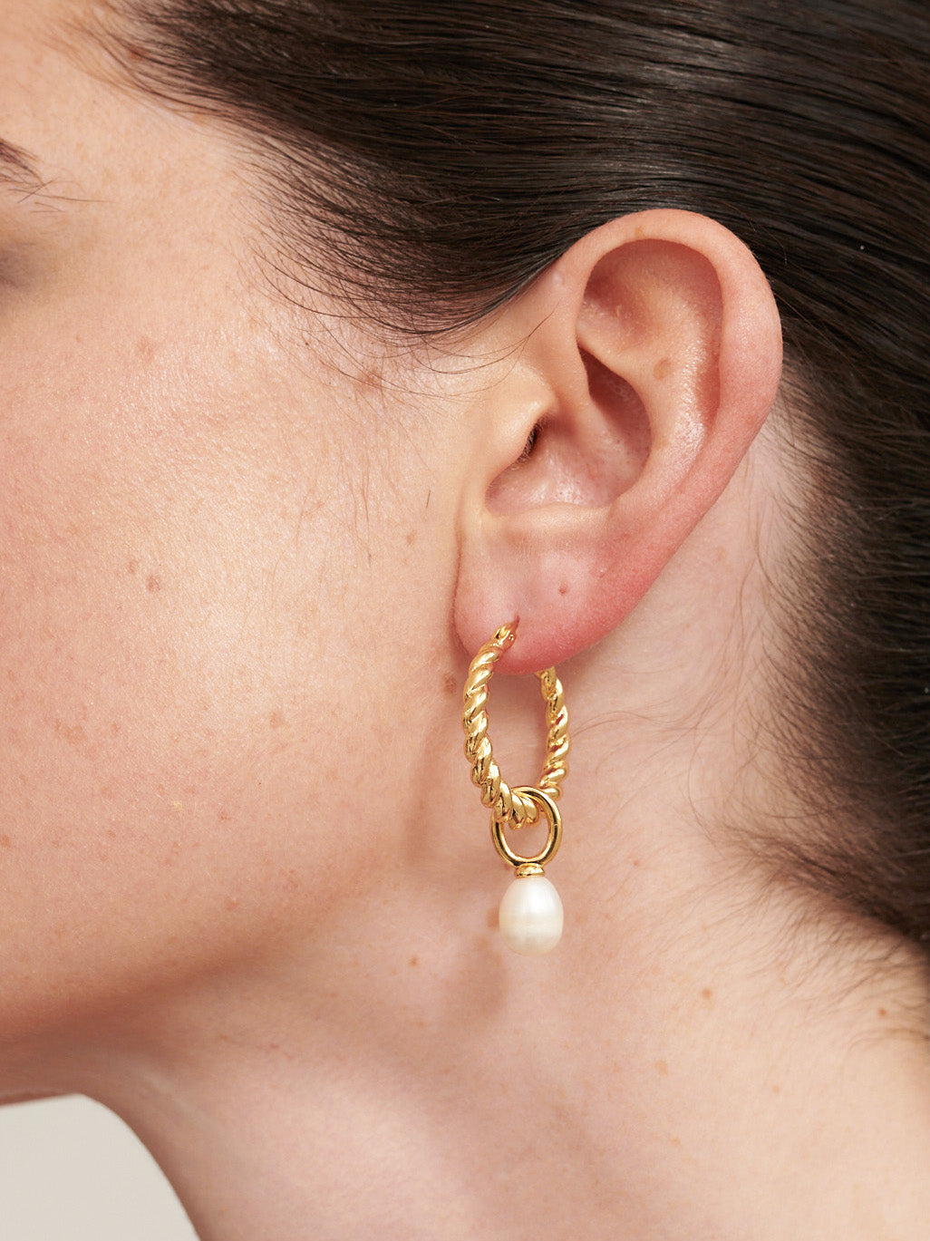 Twist Pearl Drop 18K Gold Plated Earrings