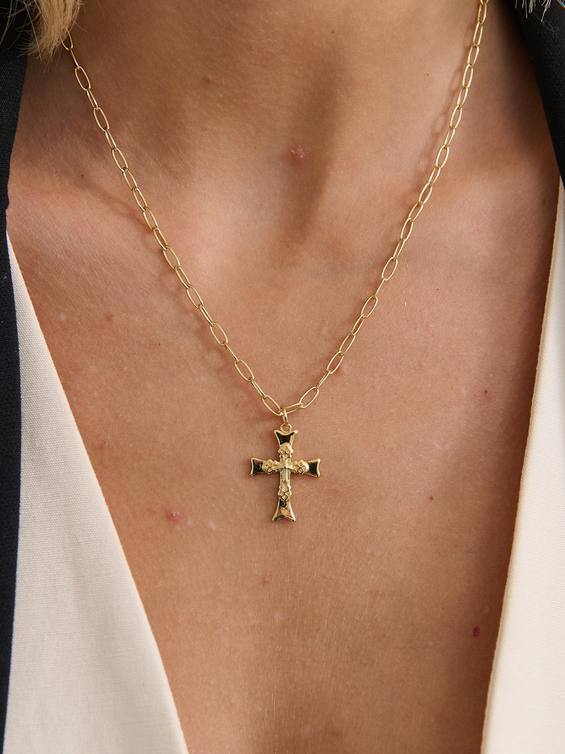 Cross Charm 18K Gold Plated Necklace
