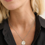 Ocean Coin Charm Matte Sterling Silver Plated Necklace