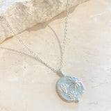 Ocean Coin Charm Silver Plated Necklace
