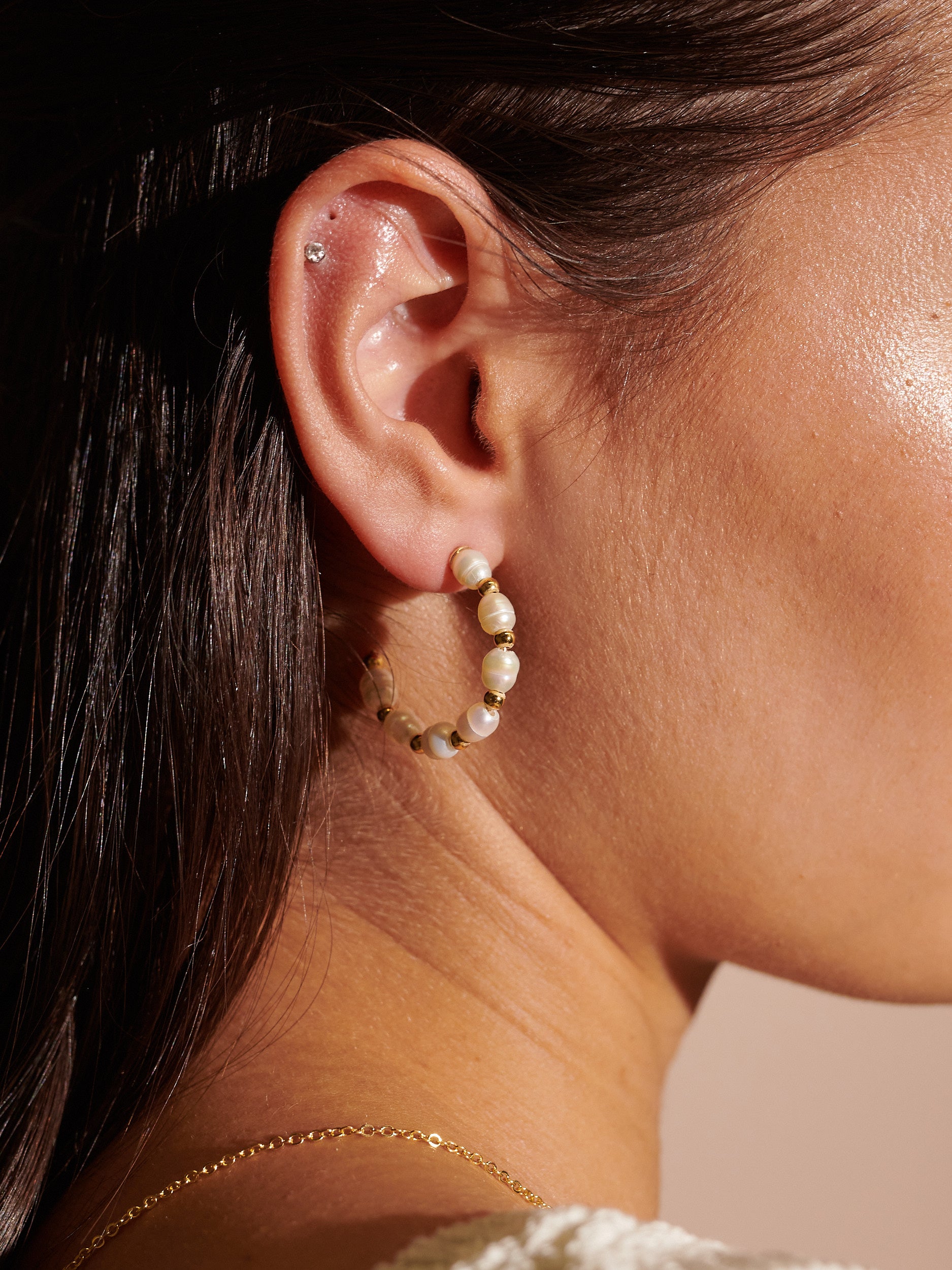 Pearl Beaded 18K Gold Plated Earrings
