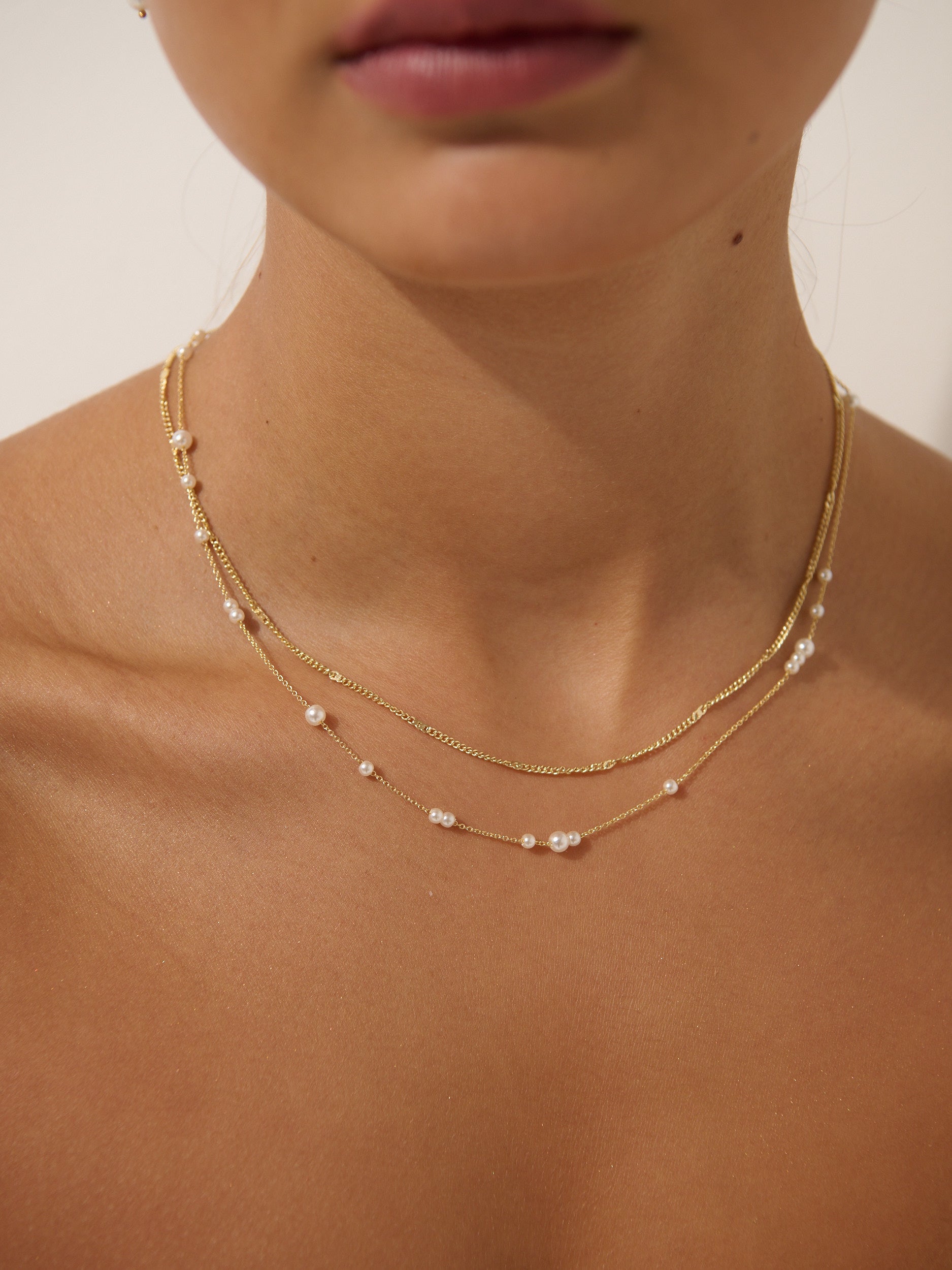 Mini Pearl Layered 18K Gold Plated Necklace