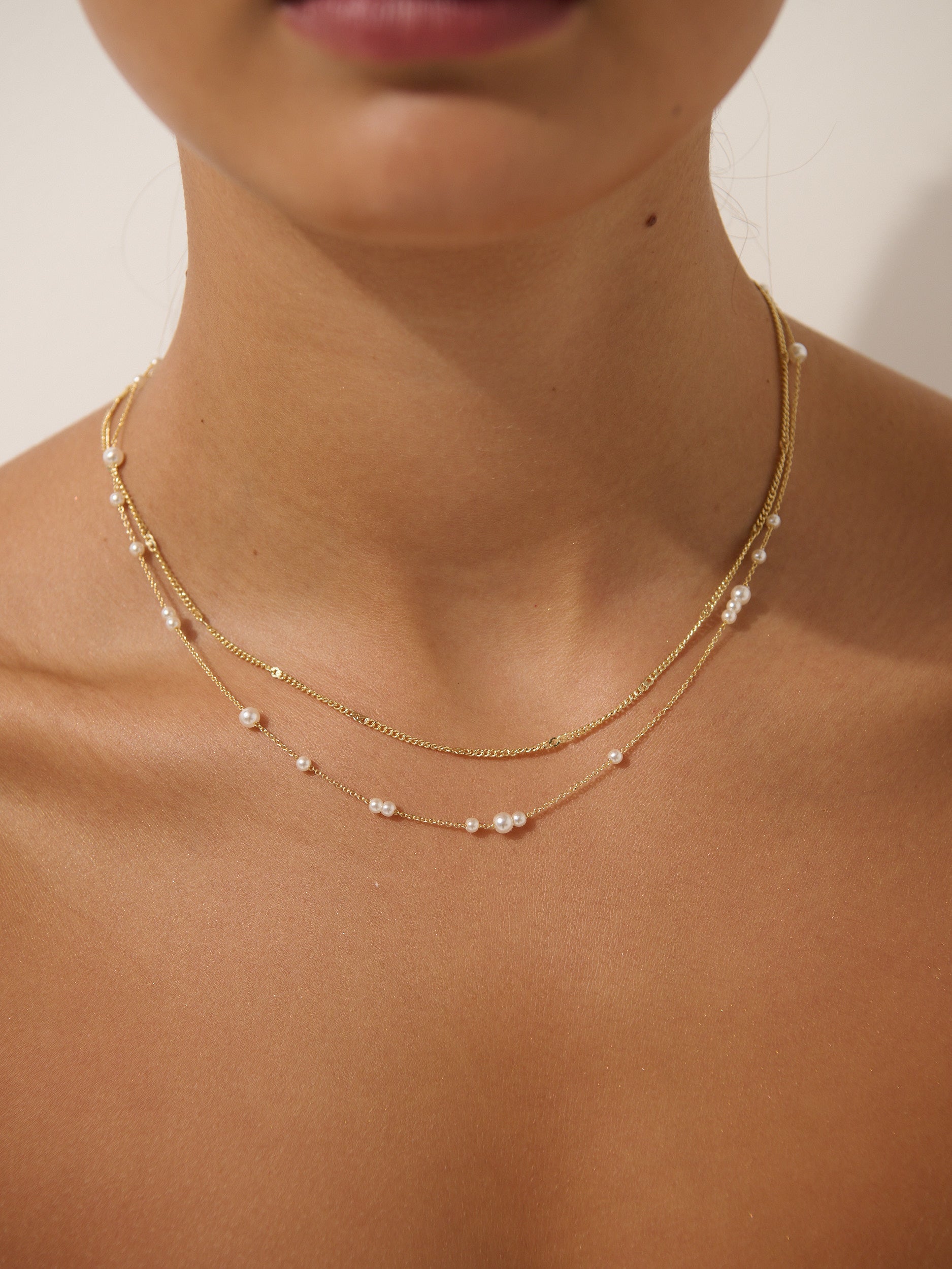 Mini Pearl Layered 18K Gold Plated Necklace