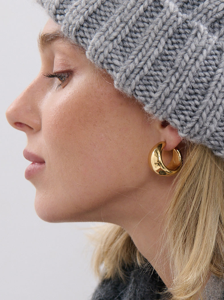 Dome Huggie 18K Gold Plated Earrings