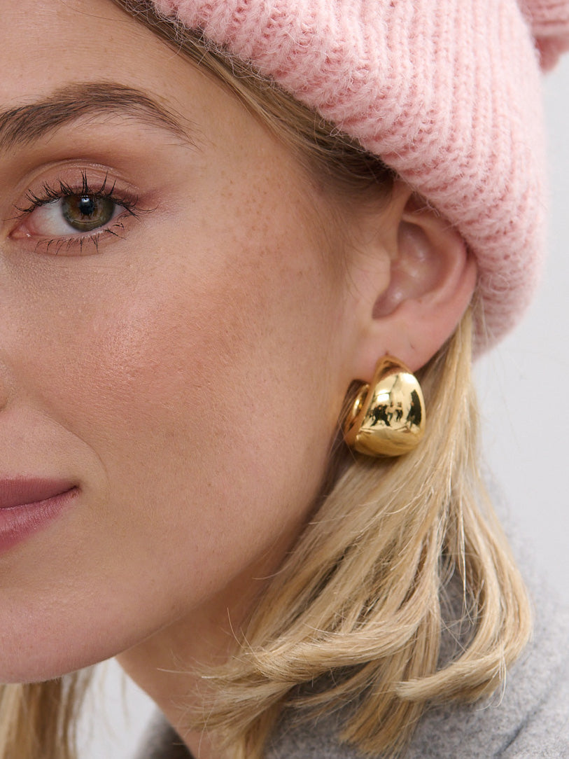 Dome Huggie 18K Gold Plated Earrings