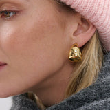 Dome Huggie 18K Gold Plated Earrings