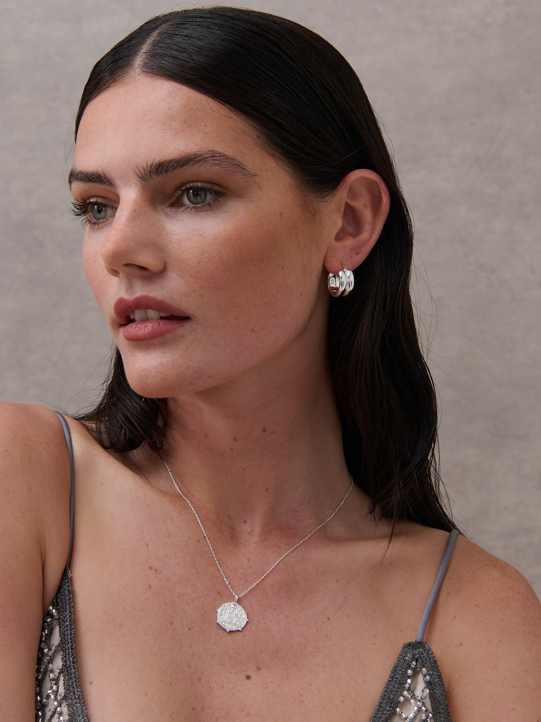 Coin Charm Sterling Silver Plated Necklace