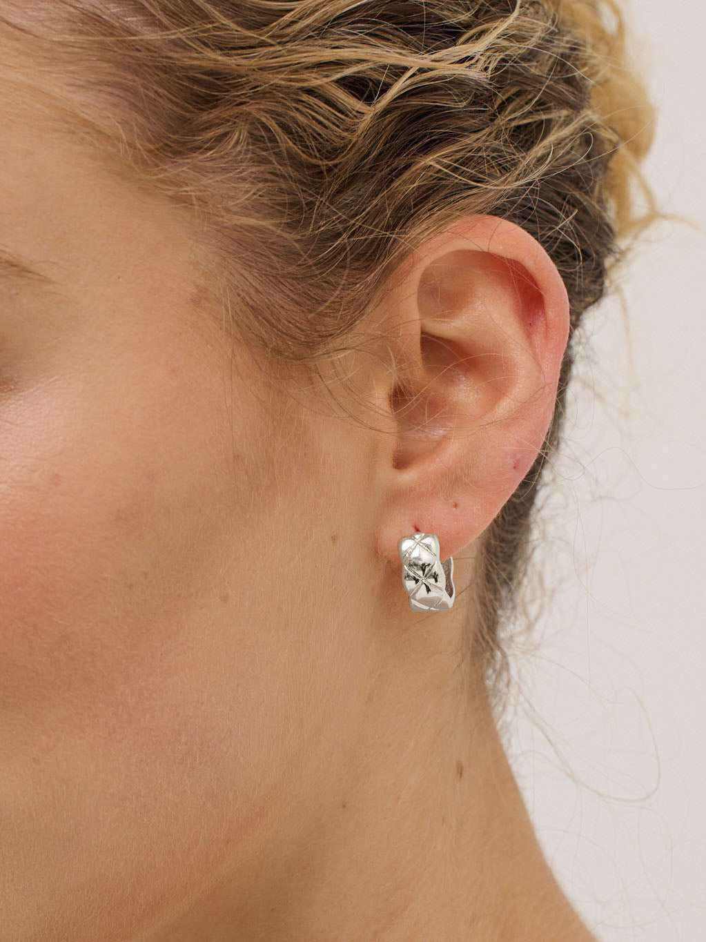 Crush Quilted Sterling Silver Plated Earrings in Medium