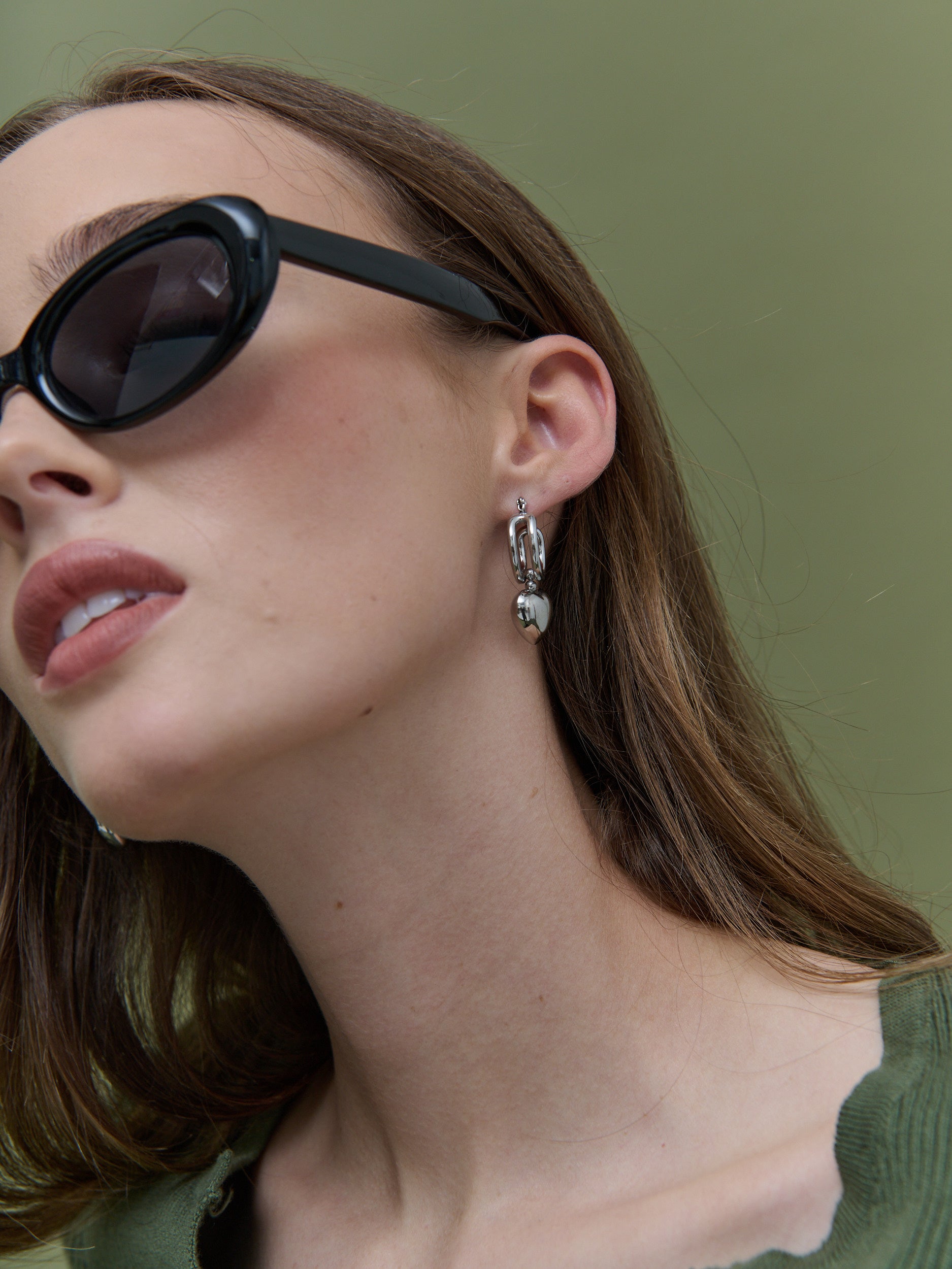 Rome Heart White Gold Plated Earrings
