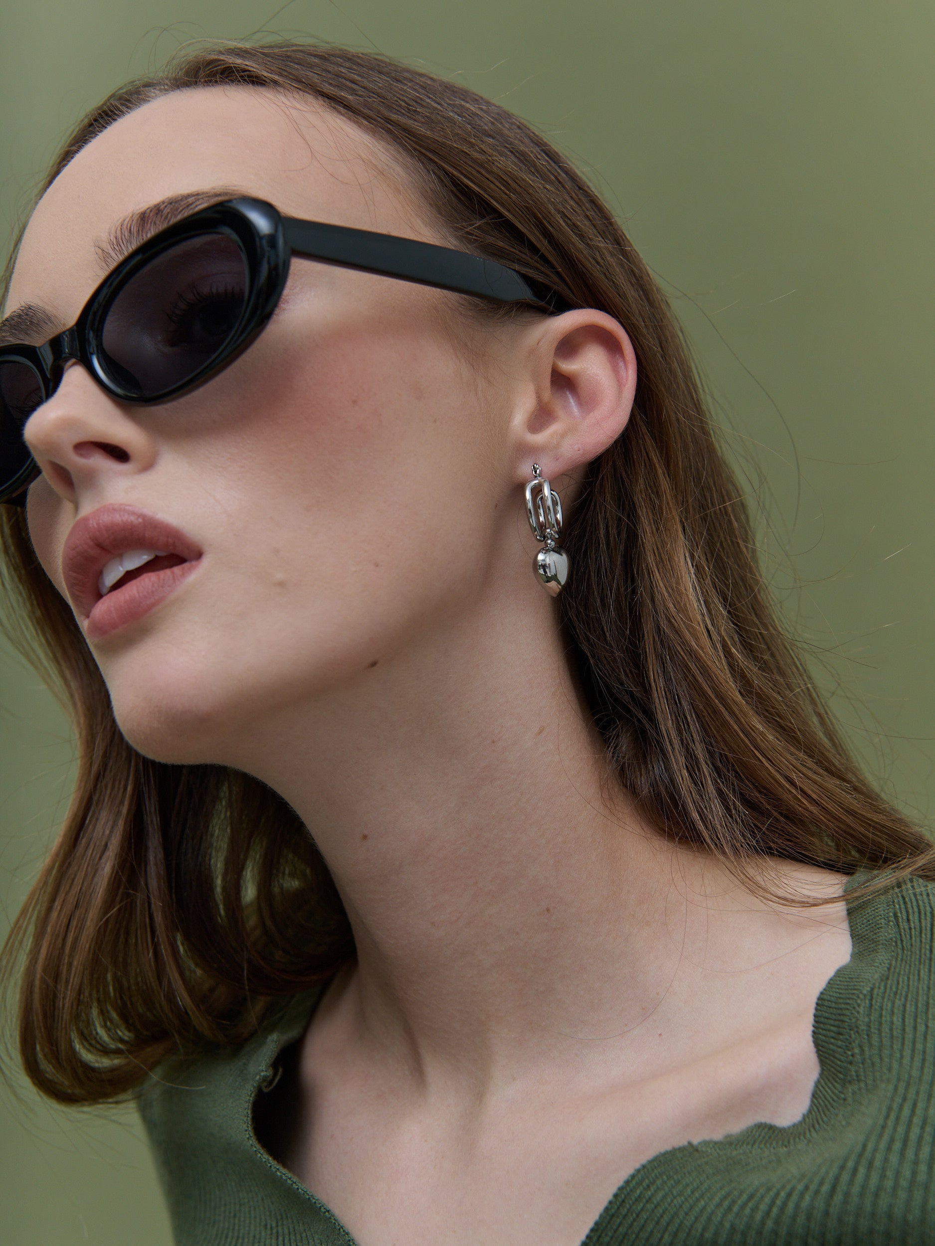 Rome Heart White Gold Plated Earrings