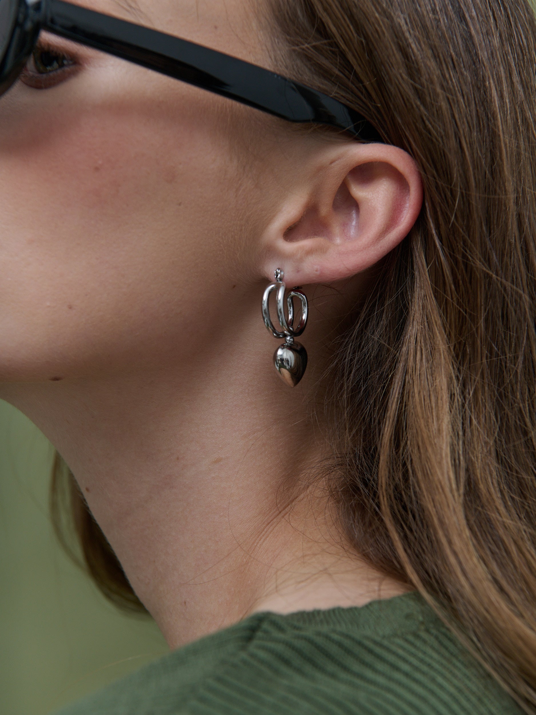 Rome Heart White Gold Plated Earrings
