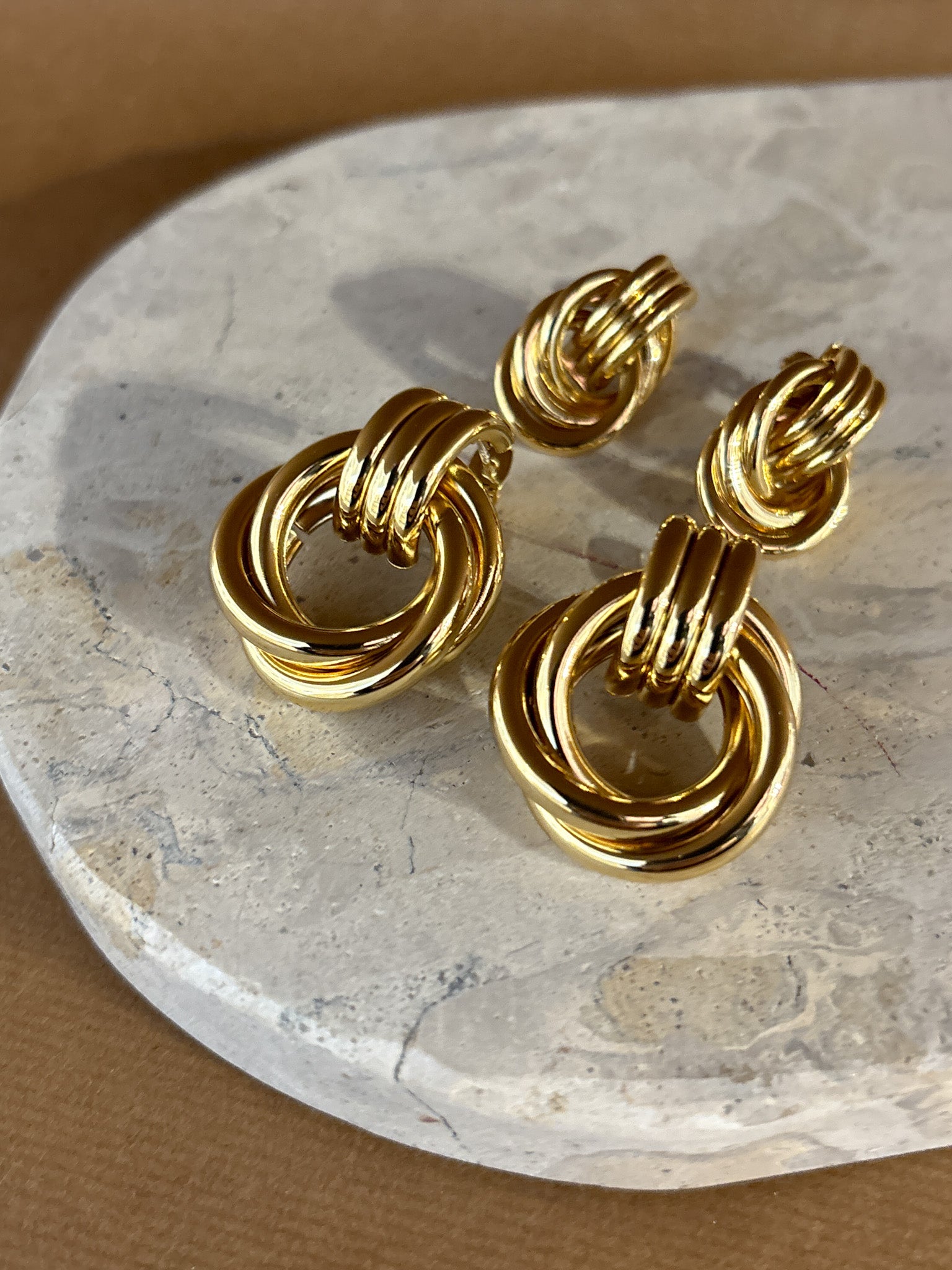 Large Knotted 18K Gold Plated Earrings