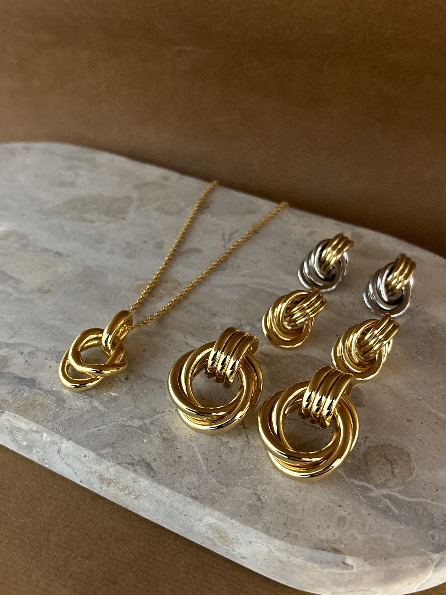 Large Knotted 18K Gold Plated Earrings