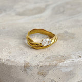Elodie Oval Crystal 18K Gold Plated Ring (3sizes)