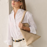 L&S Layla Woven Tote Bag in Beige