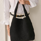 L&S Layla Woven Tote Bag in Black