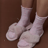 Knotted Fluffy Slippers in Pink (2SM & 2ML/pack)