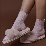 Hommy Frill Wool Crew Socks in Pink
