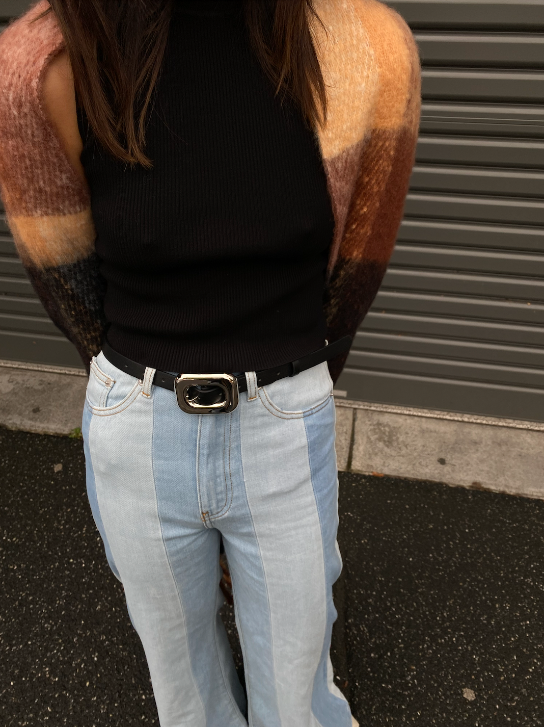 Chain Buckle PU Skinny Belt