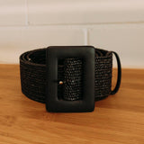 Amrita Leather Buckle Straw Belt