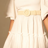 Camine Circle Buckle Straw Belt (2col)