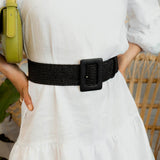 Amrita Leather Buckle Straw Belt