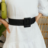 Amrita Leather Buckle Straw Belt