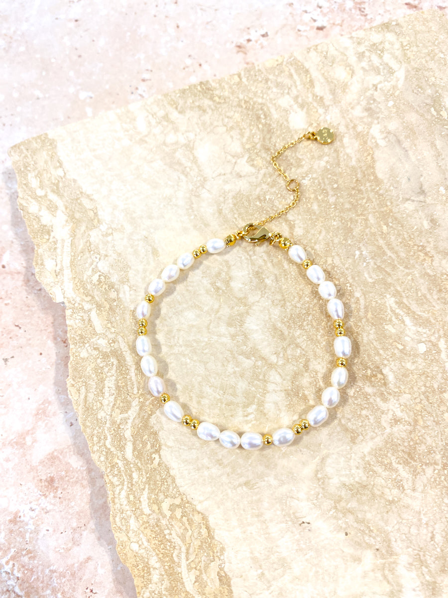 Pearl Beaded 18K Gold Plated Bracelet