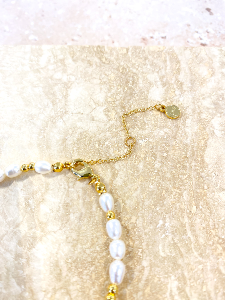 Pearl Beaded 18K Gold Plated Bracelet