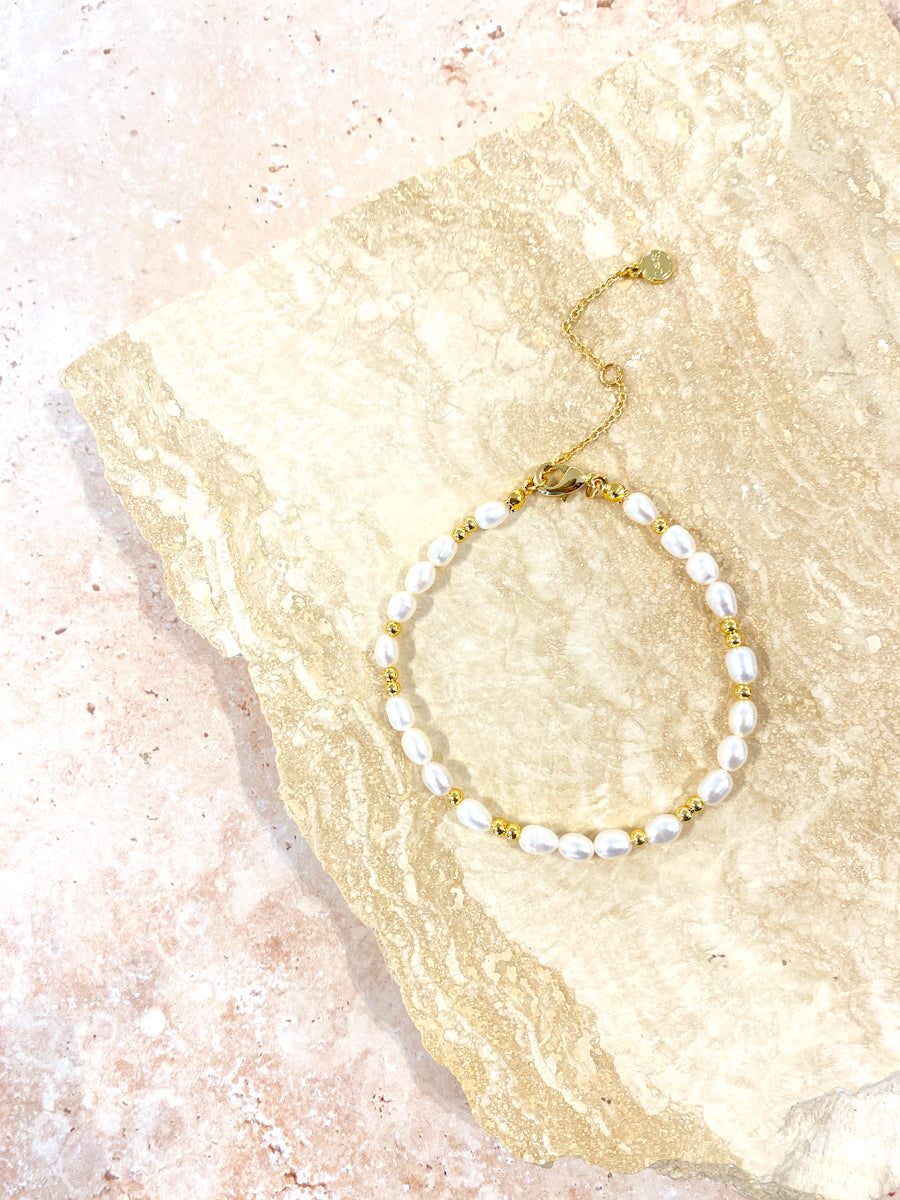 Pearl Beaded 18K Gold Plated Bracelet