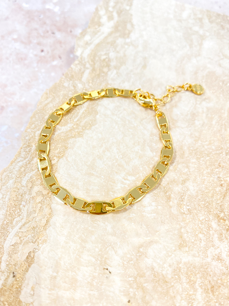Flat Mariner Chain 18K Gold Plated Bracelet
