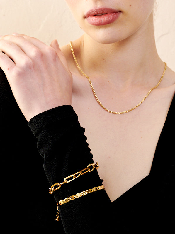 Flat Mariner Chain 18K Gold Plated Bracelet