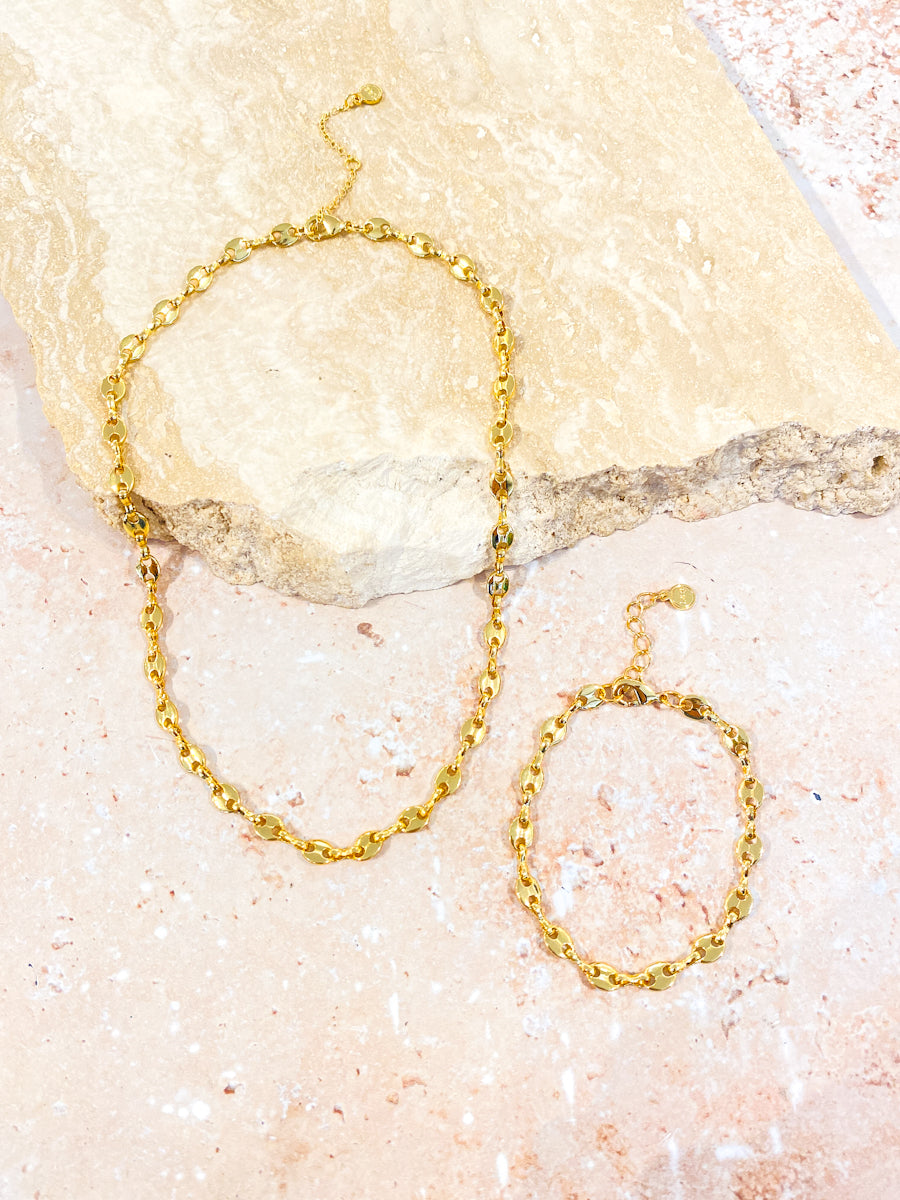 Puff Mariner Chain 18K Gold Plated Necklace