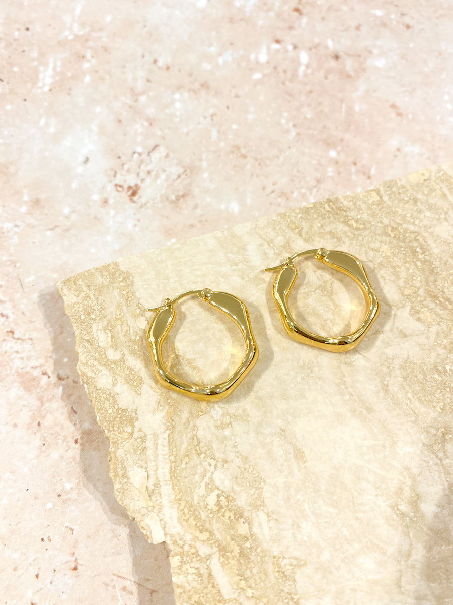 Wavy Textured 18K Gold Plated Earrings