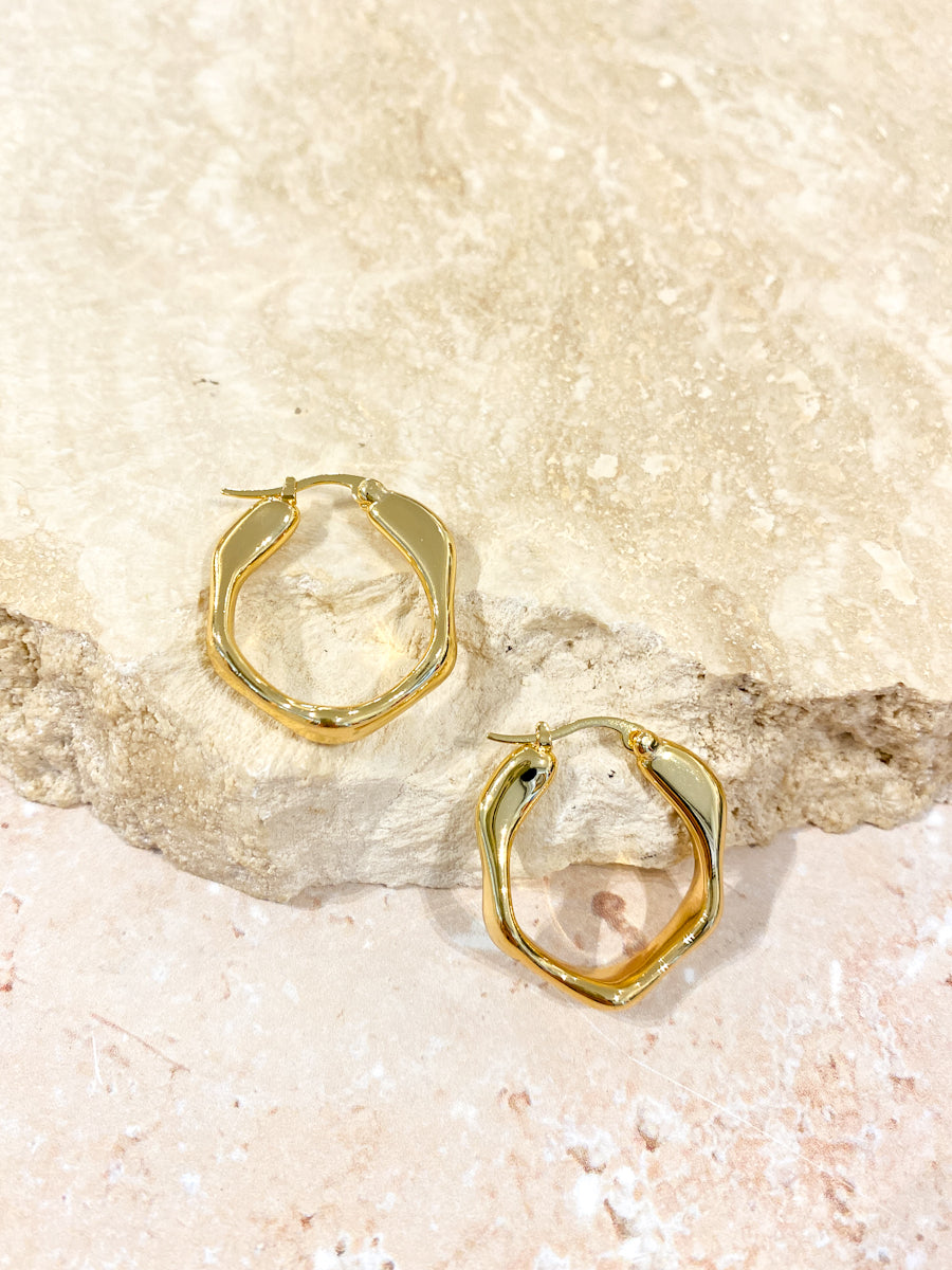 Wavy Textured 18K Gold Plated Earrings