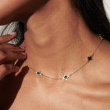 Clover 18K Gold Plated Necklace in Black