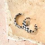 Checkered Hoop Earring