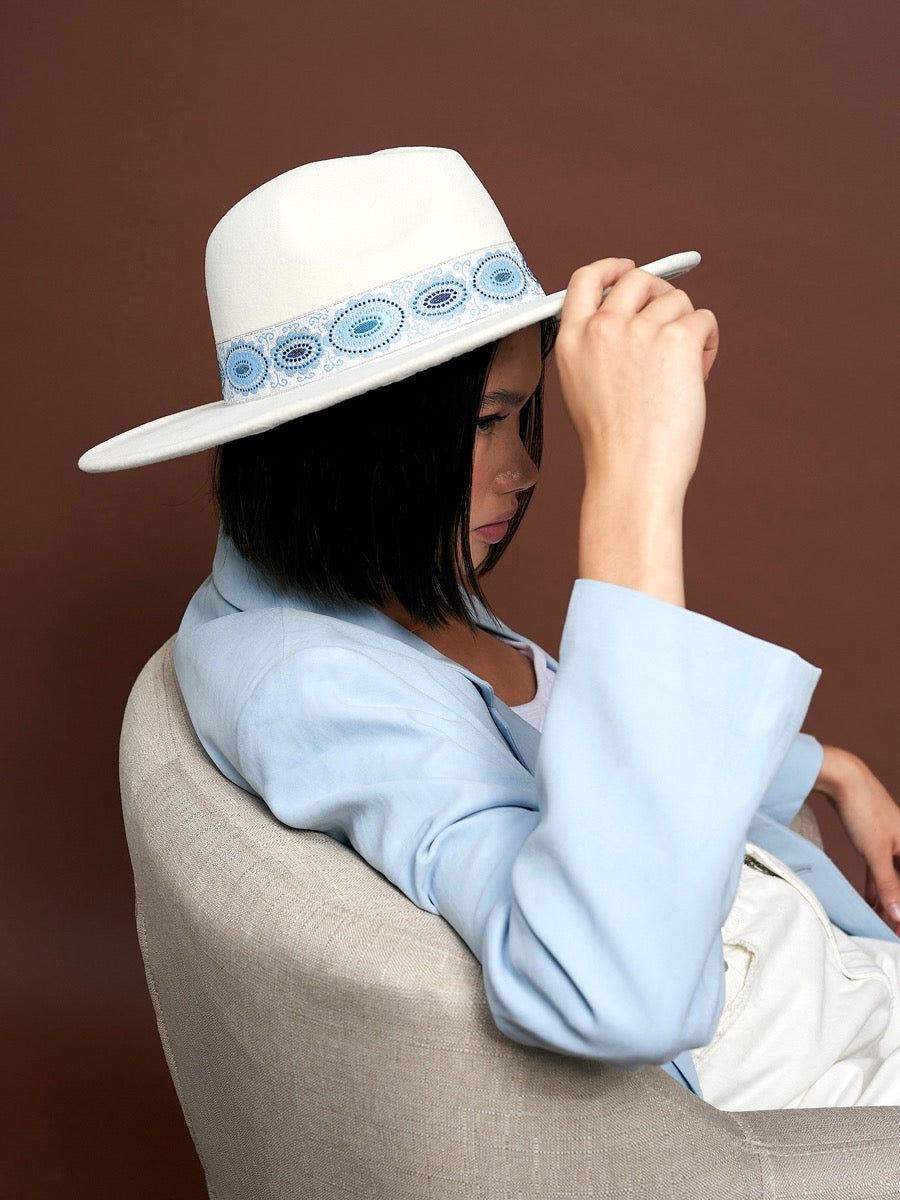 Ocean Ribbon Trim Fedora Hat