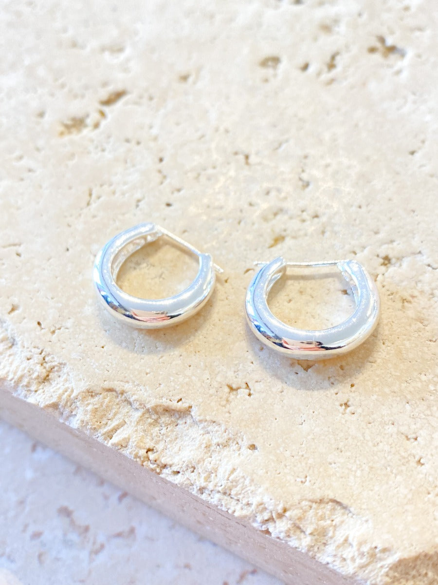 Greta Sterling Silver Plated Huggie Earrings