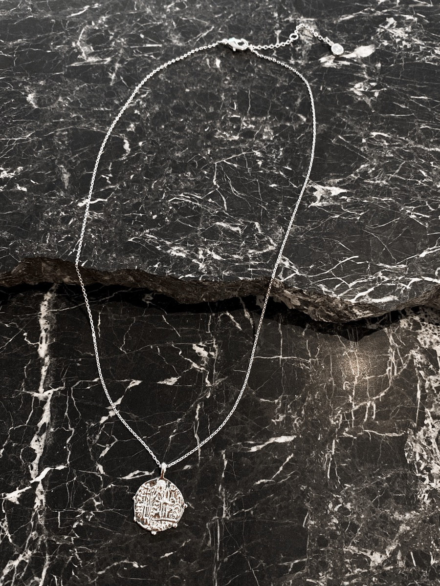 Coin Charm Sterling Silver Plated Necklace